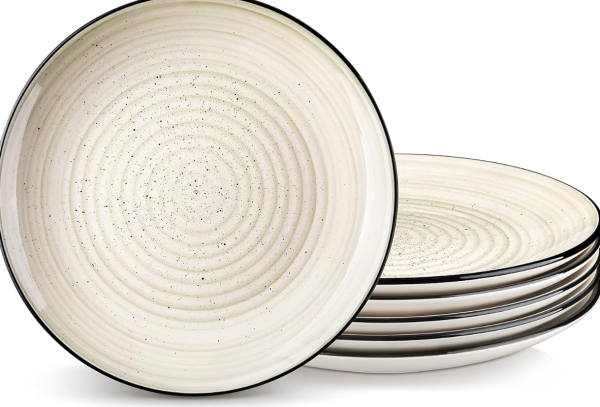 Retro Swirl Patterned Black Dot Ceramic Western Style Plate Set