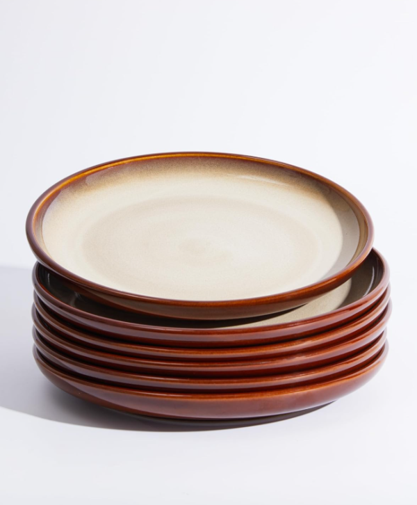 Gradient Brown Red Kiln fired Vintage Ceramic Dinnerware Set