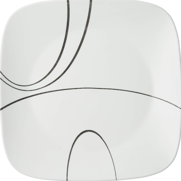 Minimalist Black Curved Square Ceramic Plate